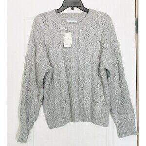 And Now This Women's Trendy Plus Size Cable-Knit Crewneck Sweater Size 0X, Grey